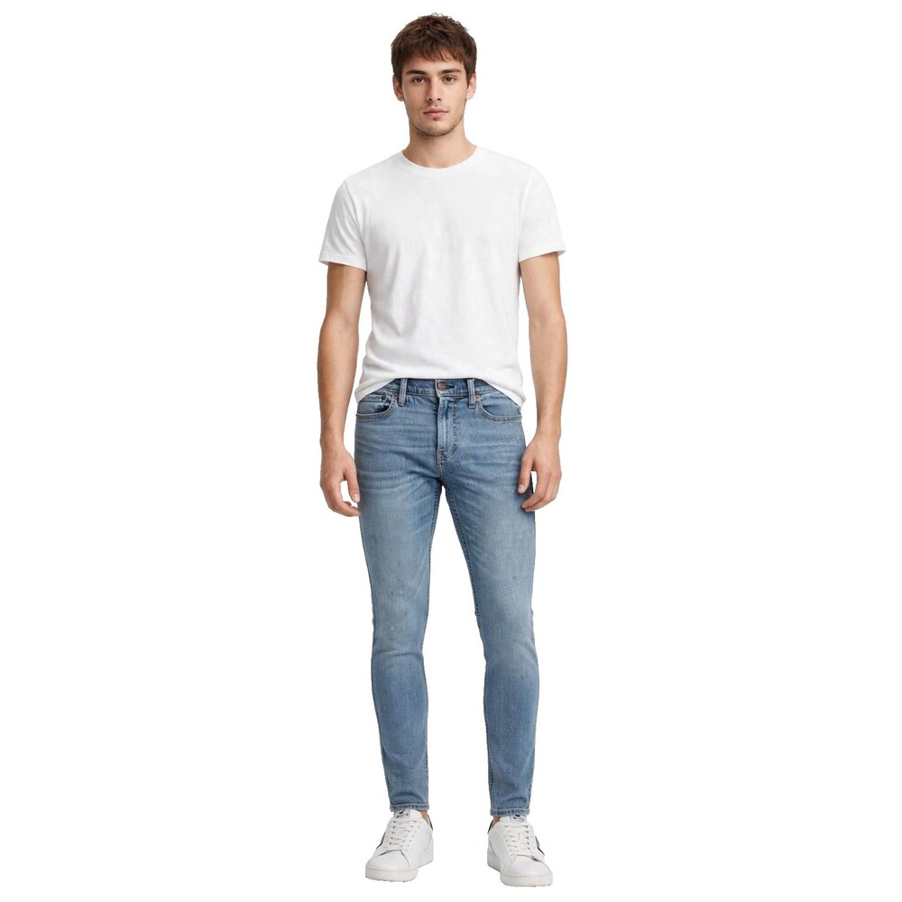 Hollister Skinny Jean Mens 30x32 Light Wash Y2K Stretch Denim Distressed